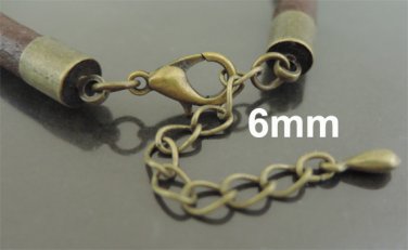Finding - 2 Sets Antique Brass Round End Cap Lobster Clasp & Extender ( Inside 6mm Diameter )