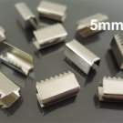 Finding - 10 pcs Silver Plated Flat Clamp Fold Over End Cap Crimps ( Inside 5mm )