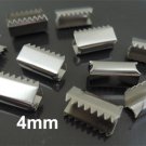 Finding - 10 pcs Silver Plated Flat Clamp Fold Over End Cap Crimps ( Inside 4mm )