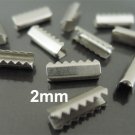 Finding - 10 pcs Silver Plated Flat Clamp Fold Over End Cap Crimps ( Inside 2mm )