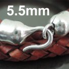 Finding - 2 Sets Silver End Cap S Hook Toggle Clasp Clousure Buckle ( Inside 5.5mm Diameter )