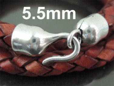 Finding - 2 Sets Silver End Cap S Hook Toggle Clasp Clousure Buckle ( Inside 5.5mm Diameter )