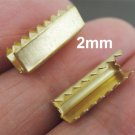 Finding - 10 pcs Antique Gold Plated Flat Clamp Fold Over End Cap Crimps ( Inside 2mm )