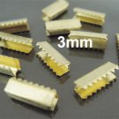 Finding - 10 pcs Antique Gold Plated Flat Clamp Fold Over End Cap Crimps ( Inside 3mm )