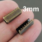 Finding - 10 pcs Antique Brass Plated Flat Clamp Fold Over End Cap Crimps ( Inside 3mm )