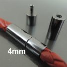 Finding - 2 Sets of Gunmetal Black Open Round Buckle End Cap Clasp Connector ( Inside 4mm Diameter )