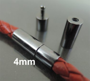 Finding - 2 Sets of Gunmetal Black Open Round Buckle End Cap Clasp Connector ( Inside 4mm Diameter )