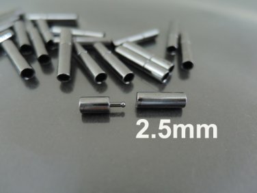 Finding - 2 Sets of Gunmetal Black Open Round Buckle End Cap Clasp ( Inside 2.5mm Diameter )