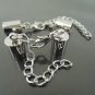 Finding - 2 Sets Silver Round End Cap Lobster Clasp & Extender ( Inside 7mm Diameter )