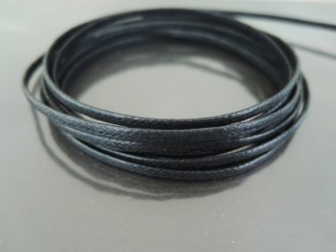 2 Yards 3mm x 1mm Black Flat Cotton Wax Cords