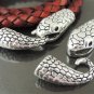 Finding - 1 Set Antique Silver Snake Head Shaped  Ends Cap with Tail S Hook ( inside 6mm )