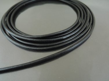 1 Yard 2mm Black Genuine Round Leather Cord