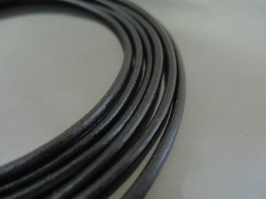 1 Yard 3mm Black Genuine Round Leather Cord