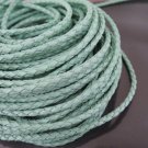 1 Yard 3mm Light Turquoise Blue Genuine Braided Round Leather Cord