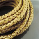 Half Yard 6mm Metallic Gold Genuine Braided Round Leather Cord