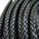 Half Yard 10mm Black Genuine Braided Round Leather Cord