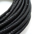 Half Yard 9mm Black Genuine Braided Round Leather Cord