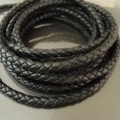 1 Yard 3mm Black Genuine Braided Round Leather Cord