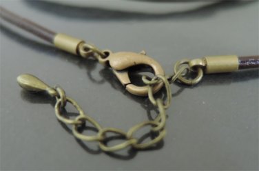 Finding - 4 Sets Antique Brass Round End Cap Lobster Clasp & Extender ( Inside 2mm Diameter )