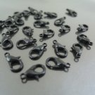 Finding - 10 pcs Black Solid Mini Lobster Claw Clasp Closure 12mm x 7mm