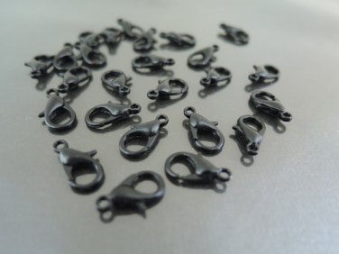 Finding - 10 pcs Black Solid Mini Lobster Claw Clasp Closure 12mm x 7mm