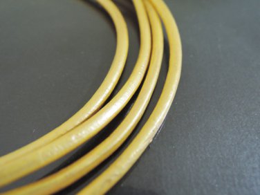 1 Yard 3mm Metallic Gold Genuine Round Leather Cord