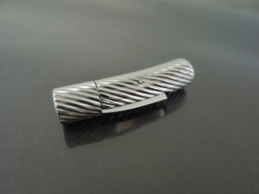 Finding - 1 Set of Silver Round Stainless Steel Buckle Clasp 30mm x 8mm ( Inside 6mm Diameter )