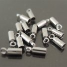 Finding - 20 pcs Silver Round Tone Cord Buckle End Cap with Loop ( inside 1mm Diameter )