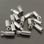 Finding - 20 pcs Silver Round Tone Cord Buckle End Cap with Loop ( inside 1mm Diameter )