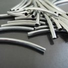 Finding - 10 pcs Silver Curve Arc Tubes 30mm x 3mm ( inside 2mm Diameter )