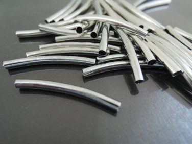 Finding - 10 pcs Silver Curve Arc Tubes 30mm x 3mm ( inside 2mm Diameter )