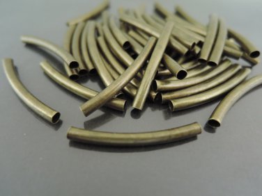Finding - 10 pcs Antique Brass Curve Arc Tubes 30mm x 3mm ( inside 2mm Diameter )