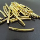 Finding - 10 pcs Gold Curve Arc Tubes 30mm x 3mm ( inside 2mm Diameter )