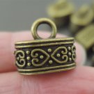 Finding - 4 pcs Antique Brass End Caps with Loop 15mm x 9mm ( Inside 12mm x 7mm Hole )