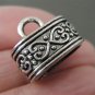 Finding - 4pcs Antique Silver End Caps with Loop 15mm x 9mm ( Inside 12mm x 7mm Hole )