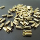 Finding - 20 pcs Gold Round Tone Cord Buckle End Cap with Loop ( inside 1mm Diameter )