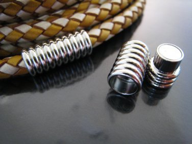 Finding - 1 Set Silver Magnetic Clasp Buckle Fastener ( Inside 6mm Diameter )