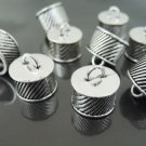 Finding - 4 pcs Antique Silver End Caps with Loop 16mm x 15mm ( inside 13.5mm Diamater )