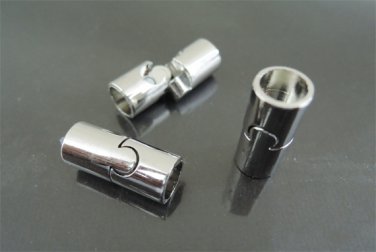 Finding - 1 Set Silver Magnetic Clasp Buckle Fastener ( Inside 7mm Diameter )