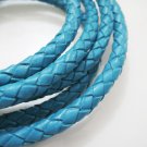 1 Yard 6mm Turquoise Blue Genuine Braided Round Leather Cord