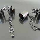 Finding - 2 Sets Gunmetal Black Round End Cap Lobster Clasp & Extender ( Inside 9.5mm Diameter )
