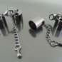 Finding - 2 Sets Gunmetal Black Round End Cap Lobster Clasp & Extender ( Inside 9.5mm Diameter )