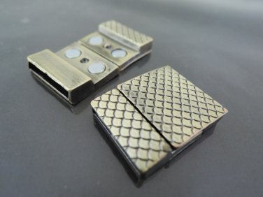 Finding - 1 Set Antique Brass Flat Magnetic Clasp ( Inside 19mm x 2.5mm diameter )