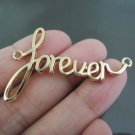 Finding - 2 pcs Gold " Forever " Word Shape with Two Loops 42mm x 25mm