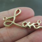 Finding - 2 pcs Gold " Love " Word Shape with Two Loops 30mm x 15mm