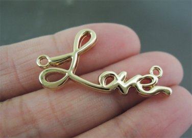 Finding - 2 pcs Gold " Love " Word Shape with Two Loops 30mm x 15mm