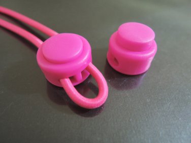 Finding - 2 pcs Neon Pink Plastic End Lock Cord Stopper