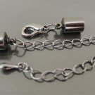 Finding - 2 Sets Gunmetal Black Round End Cap Lobster Clasp & Extender ( Inside 6mm Diameter )