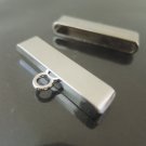 Finding - 2 pcs Silver Large Flat End Cap with Loop ( Inside 35mm x 4mm )