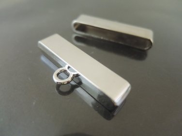 Finding - 2 pcs Silver Large Flat End Cap with Loop ( Inside 35mm x 4mm )